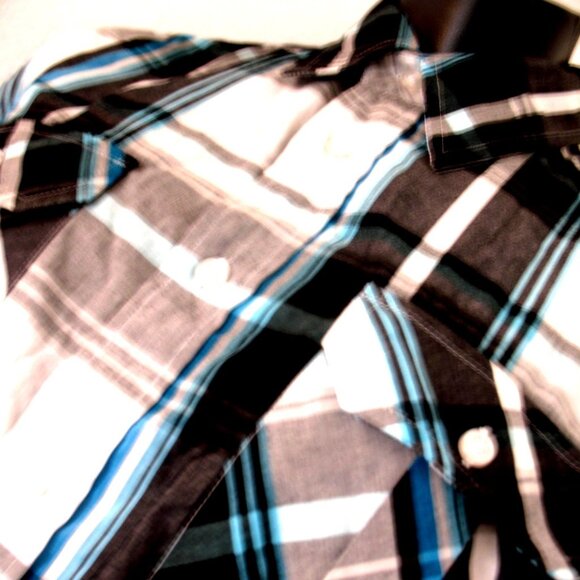 AIRWALK Western Short Sleeve Blue plaid, with Buttons Shirt Men's Size Large - Picture 1 of 11